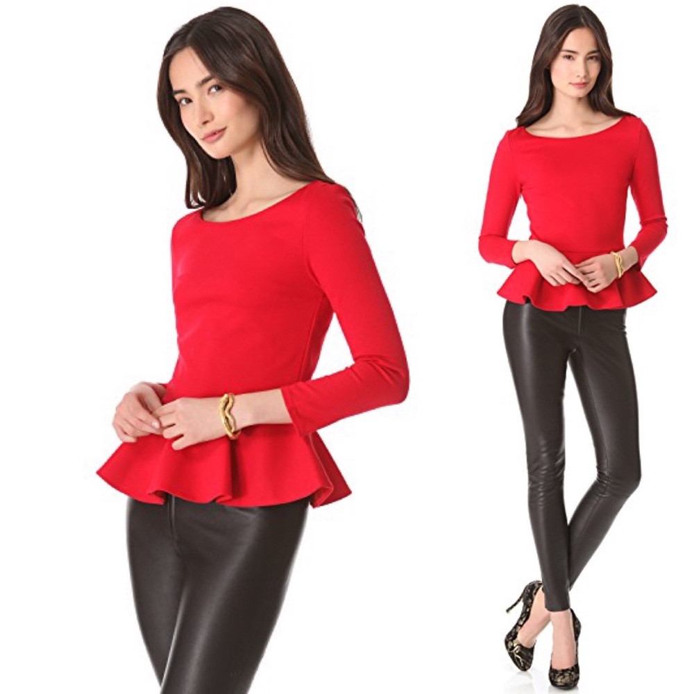Alice + Olivia Patty Peplum Poppy Top